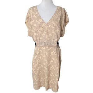 BCBGeneration Lightweight V-Neck Dress with Elastic Belt and Pockets